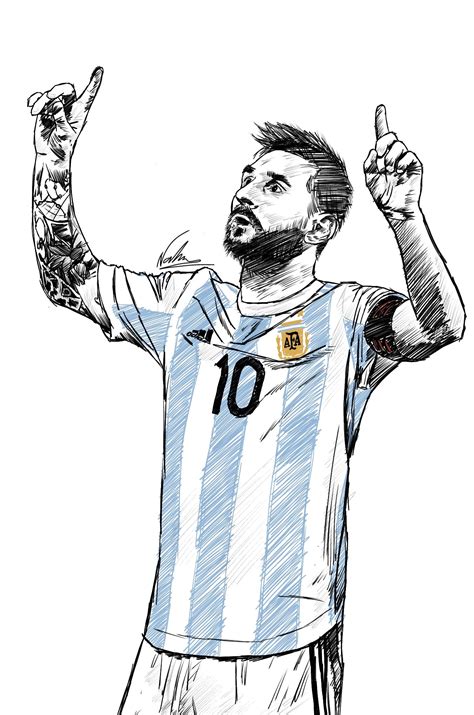 Messi Argentina (dibujo digital) | Esbozos, Messi dibujo, Tatuajes de leo messi