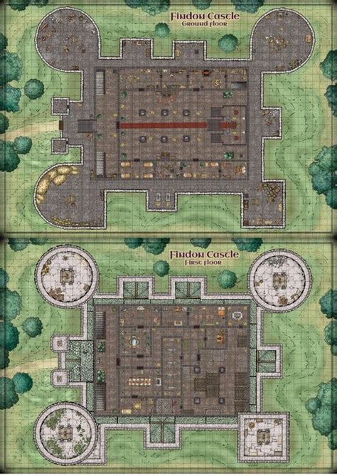 Findon Castle - 2 floors battle maps : battlemaps | Pathfinder maps, Fantasy map, Dungeon maps