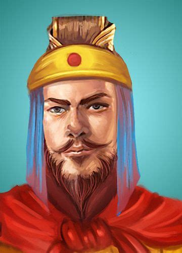 an image of a man with a beard wearing a golden crown and red cape on ...