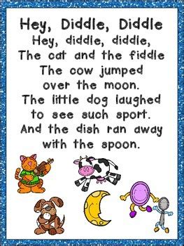 Hey Diddle Diddle Book, Poster, and MORE - Preschool Kindergarten Nursery Rhymes