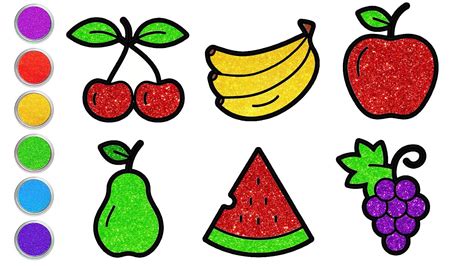 How to Draw Fruits for Kids | Fruits Drawing and Coloring | Cute Easy ...