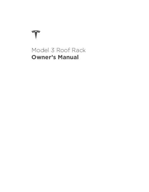 Tesla Model 3 Roof Rack Owner's Manual - Installation Instructions