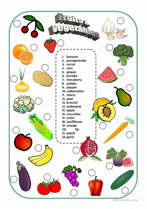 Fruits and Vegetables Worksheets for Kids Printable Fruits and Ve Ables ...