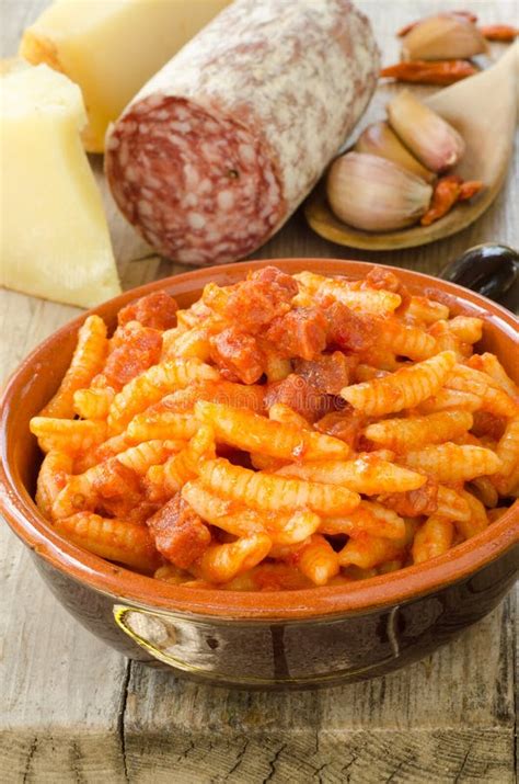 Malloreddus with Tomato Sauce and Sausage Stock Image - Image of sauce, cuisine: 28068069