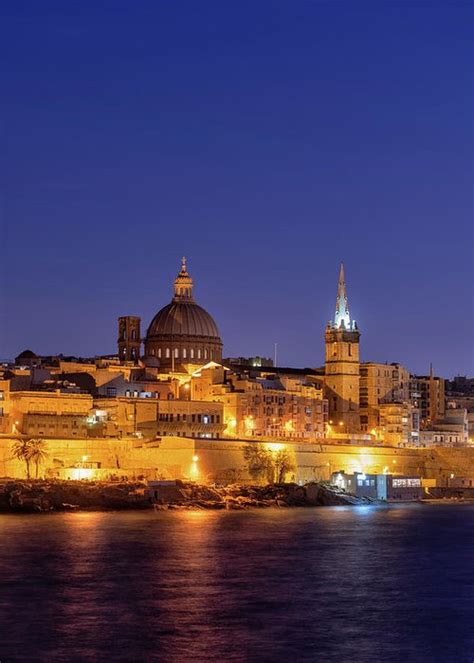 Old City of Valletta in Malta at Night Photograph by Artur Bogacki