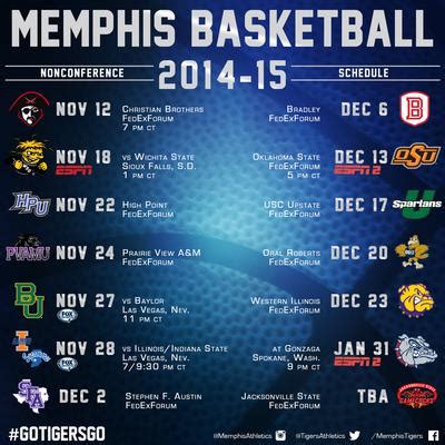 University of Memphis Tigers announce non-conference basketball ...