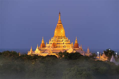 Illuminated Ananda Pagoda in Bagan at night Photograph by Mikhail ...