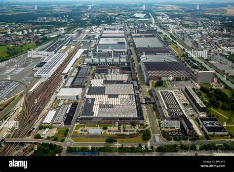 Aerial view, Volkswagen factory in Wolfsburg, Lower Saxony, Germany ...