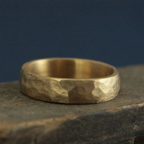 Hammered Gold Wedding Band Perfect Hammered 5mm Band Solid 14K - Etsy