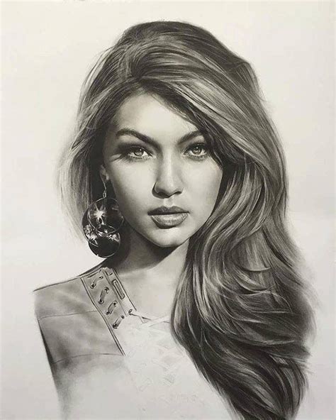 Gigi Hadid drawing | Portrait drawing, Pencil drawings, Portrait