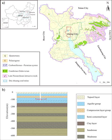 Geological map and stratigraphic map (a) Geological map of Jining City ...