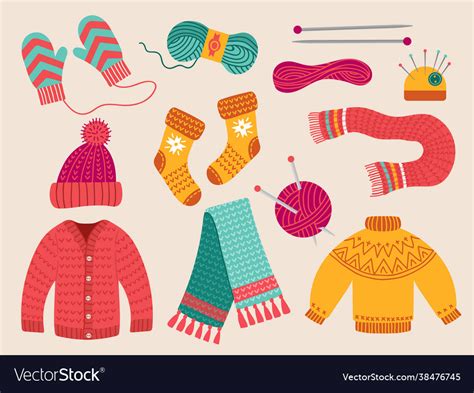 Wool clothes fabric woolen fashion colorful Vector Image