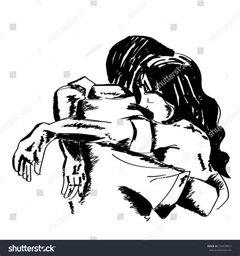 Hand Drawn Vector Couple Hug Stock Vector (Royalty Free) 756978814 ...