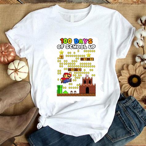 Original Super Mario 100 days of school up shirt, hoodie, sweater, longsleeve t-shirt