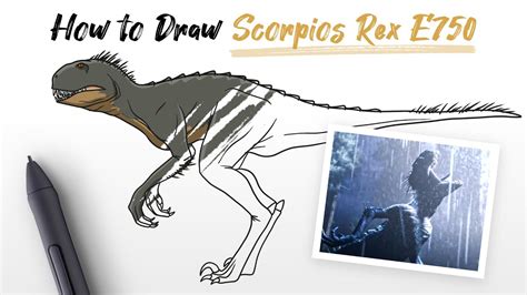 How to Draw a Scorpios Rex E750 dinosaur from Jurassic World Camp Cretaceous - easy Step By Step ...