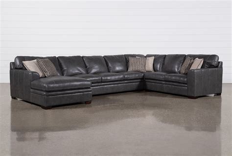 Charcoal Leather Sectional Sofa | Baci Living Room