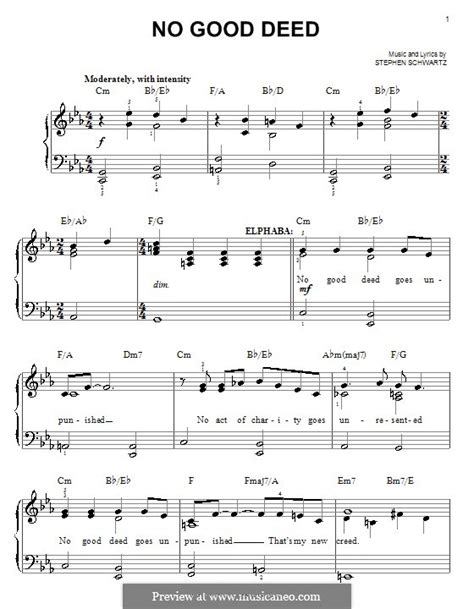 No Good Deed (from Wicked) by S. Schwartz - sheet music on MusicaNeo