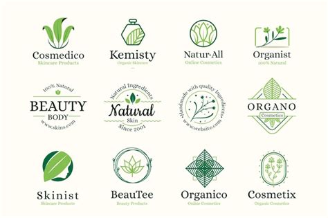 Free Vector | Nature cosmetics logo collection