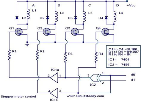 Stepper motor controller - Driver circuit with circuit design