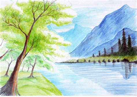 Landscape Drawing Ideas Colourful Easy - See more ideas about landscape drawings, landscape ...
