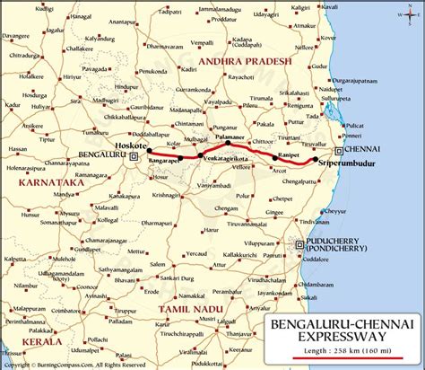 Bengaluru Chennai Expressway Map, Bengaluru Chennai Expressway Route Map