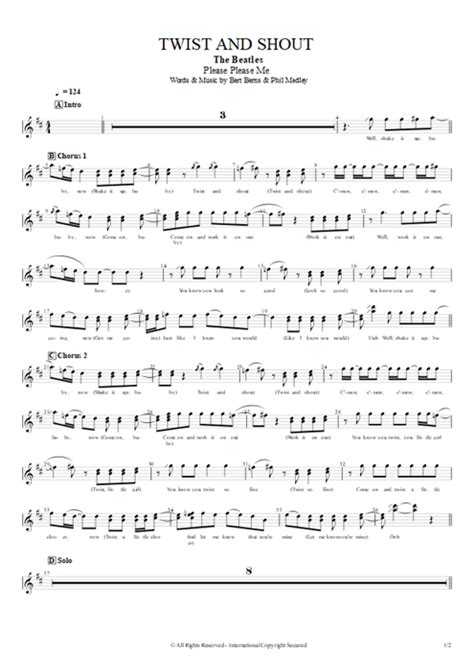 Twist And Shout Tab by The Beatles (Guitar Pro) - Full Score | mySongBook