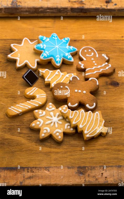 Christmas cookies in different shapes and colours Stock Photo - Alamy