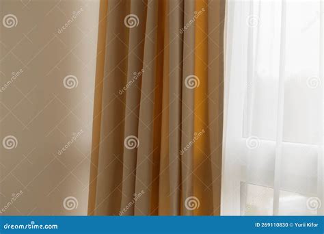 Curtains in the Modern Interior of a New Apartment in a New Building ...