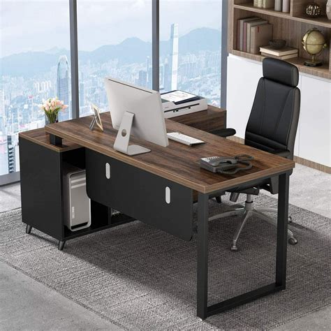 Tribesigns 55 Inch Large Executive Office Desk L-Shaped Computer Desk with Drawers Business ...