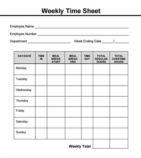 weekly timesheet pdf | Timesheet template, Templates printable free, Card templates free