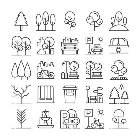 Park elements icon set. 1040138 Vector Art at Vecteezy