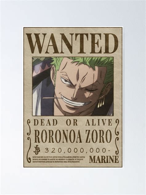 "Zoro Wanted poster one piece bounty (2023 updated price )" Poster for Sale by justchemsou ...