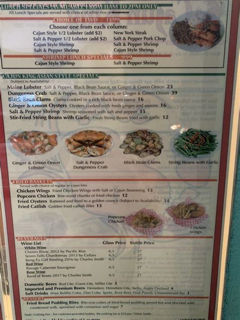 Menu at Cajun King Aiea restaurant, Aiea