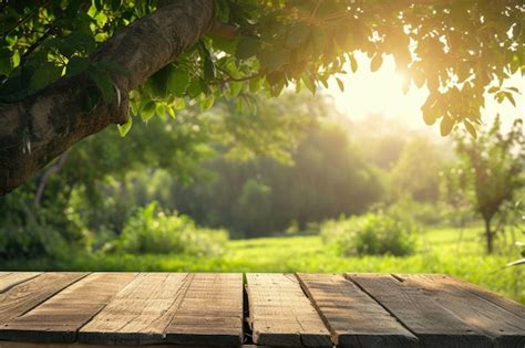 Premium Photo | Farm table displays products on nature background