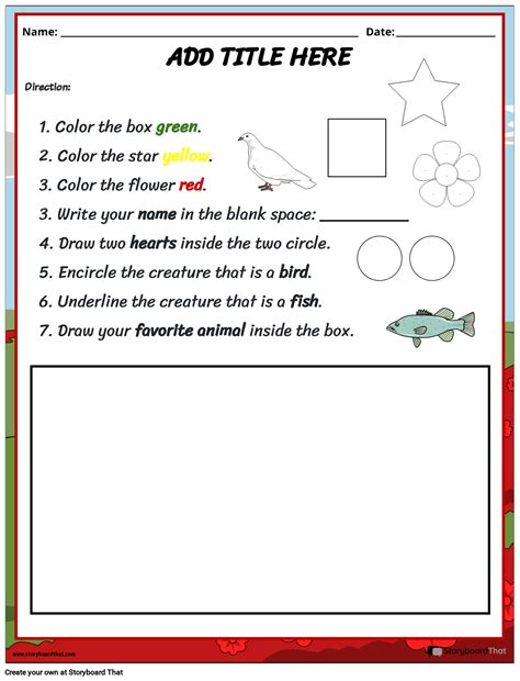 Following Directions Worksheets for Students | StoryboardThat