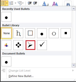 How to insert bullet points in Word document - javatpoint