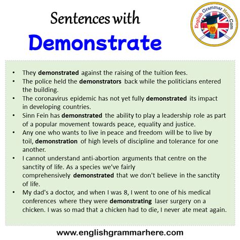 Sentences with Demonstrate, Demonstrate in a Sentence in English ...