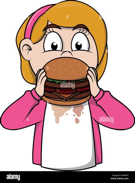 Girl eat burger cartoon Stock Vector Image & Art - Alamy