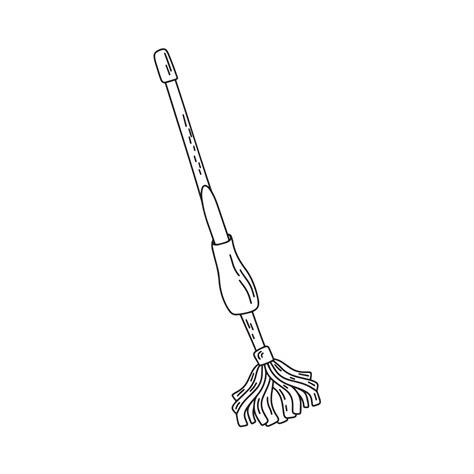 Outline of a mop with a rag, vector illustration 8073517 Vector Art at ...