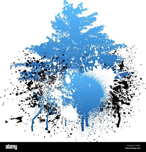 Blue and black grunge paint splatter background with tree Stock Vector ...