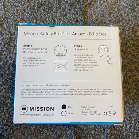 Mission Battery Base for Amazon Echo Dot 4th Generation White | eBay