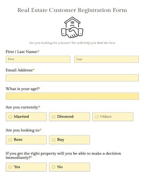 Free Real Estate Customer Registration Form Template | 123FormBuilder