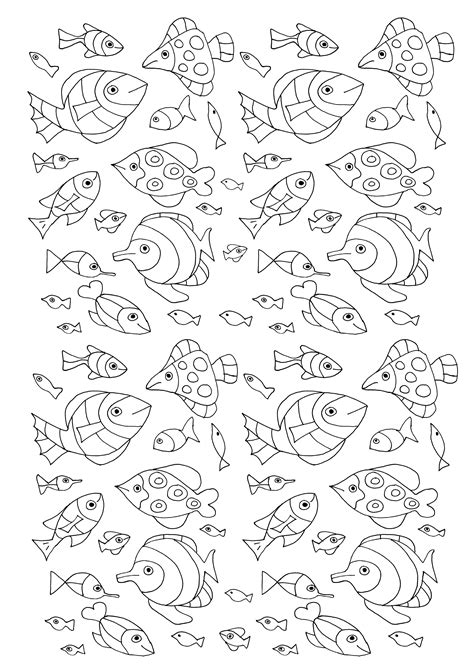 Numerous fish - Water worlds Adult Coloring Pages