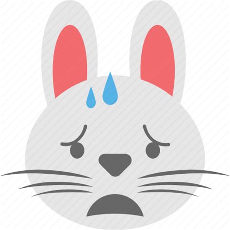 Bunny emoji, bunny face, crying, emoji, emoticon icon