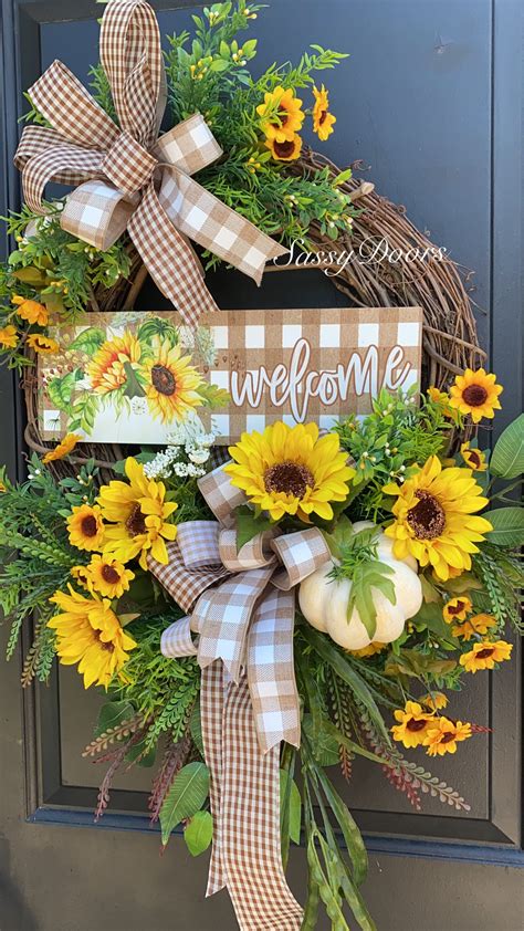 Fall Sunflower Wreath, Fall Wreath, Sunflower Front Door Wreath- Pumpkin Wreath-SassyDoors Wreath,