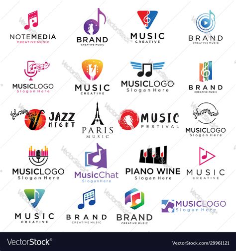 Big set logo music and sound design Royalty Free Vector