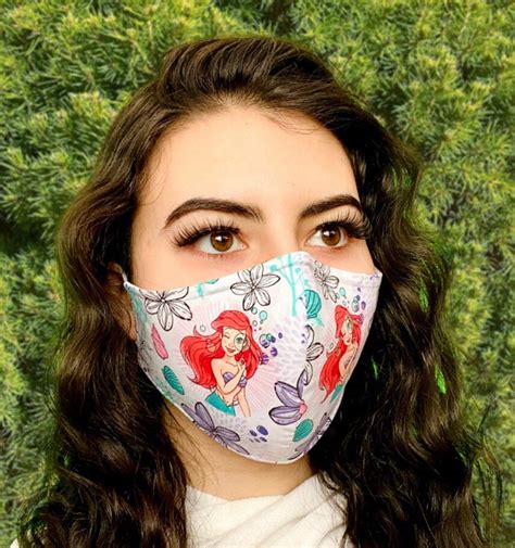 Disney Ariel Face mask with nose wire 100% cotton double | Etsy