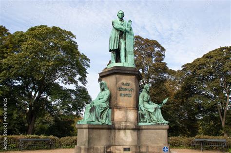 Copenhagen, Denmark. Oersted Park in the city center. Hans Christian ...