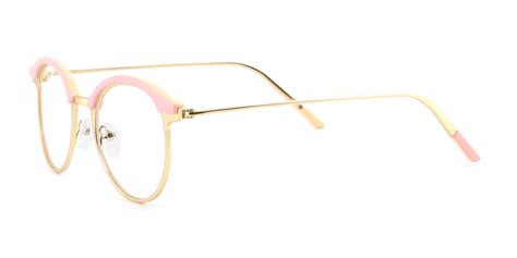 Pink Round Simple Full-rim Metal Medium Glasses for female from Wherelight