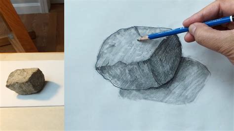 How to draw a rock with pencil, #1 - YouTube